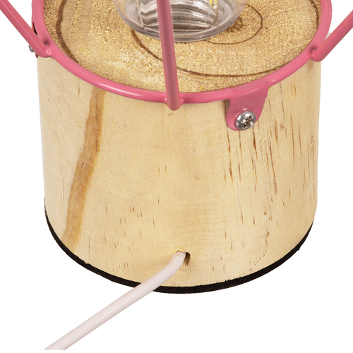 GloboStar® ANTLER 01442 Επιτραπέζιο Φωτιστικό Πορτατίφ LED 2.2W 154lm 360° DC 5V IP20 Θερμό Λευκό 3000K Ροζ Μέταλλο με Μπεζ Ξύλο - Μ19 x Π19 x Υ23cm - 2 Xρόνια Εγγύηση