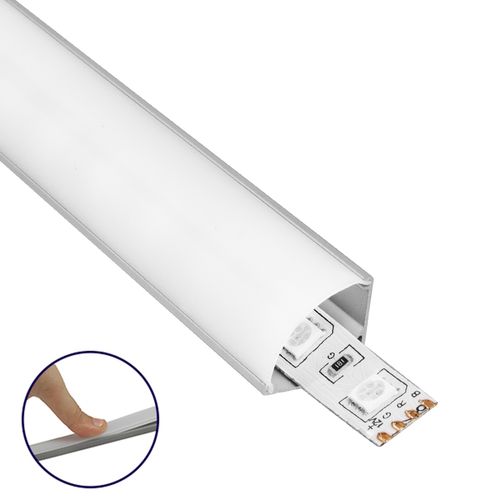 GLOBOSTAR® ALP-CORNER LINEO 70815-3M Επιφανειακό Γωνιακό Προφίλ Αλουμινίου με Λευκό Γαλακτερό Πατητό Κάλυμμα για Ταινίες LED IP20 - Ασημί & Λευκό - Μ300 x Π1.6 x Υ1.6cm - Πακέτο 5 Τεμαχίων