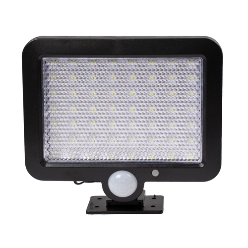 GLOBOSTAR® ZETA 71458 Προβολέας με Ανιχνευτή PIR / Αισθητήρα Κίνησης LED 20W 1000lm 120° DC 5V με Φωτοβολταϊκό Panel 5V 1W & Επαναφορτιζόμενη Μπαταρία Li-ion 3.2V 2400mAh Αδιάβροχο IP65 Ψυχρό Λευκό 6000K - Sanan SMD Chip - Μαύρο - Μ15 x Π3.5 x Υ13cm - 2 Χρόνια Εγγύηση