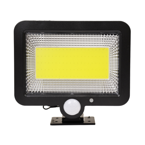 GLOBOSTAR® ZETA 71460 Προβολέας με Ανιχνευτή PIR / Αισθητήρα Κίνησης LED 20W 1000lm 120° DC 5V με Φωτοβολταϊκό Panel 5V 1W & Επαναφορτιζόμενη Μπαταρία Li-ion 3.2V 2400mAh Αδιάβροχο IP65 Ψυχρό Λευκό 6000K - Sanan COB Chip - Μαύρο - Μ15 x Π3.5 x Υ13cm - 2 Χρόνια Εγγύηση