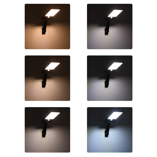 GLOBOSTAR® RASOL 71465 Προβολέας με Ανιχνευτή PIR / Αισθητήρα Κίνησης LED 4W 200lm 120° DC 5V με Φωτοβολταϊκό Panel 5V 0.3W & Επαναφορτιζόμενη Μπαταρία Li-ion 3.2V 2200mAh Αδιάβροχο IP65 Ρυθμιζόμενο Λευκό CCT με Χειριστήριο από 2700K έως 6000K Dimmable - Sanan SMD Chip - Μαύρο - Μ20.5 x Π11 x Υ3cm - 2 Χρόνια Εγγύηση
