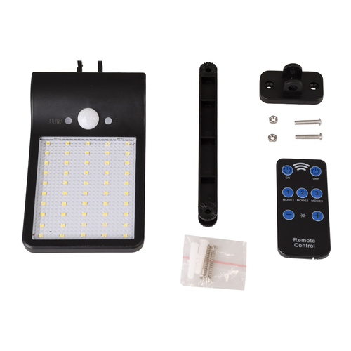 GLOBOSTAR® RASOL 71466 Προβολέας με Ανιχνευτή PIR / Αισθητήρα Κίνησης & IR Ασύρματο Χειριστήριο LED 4W 200lm 120° DC 5V με Φωτοβολταϊκό Panel 5V 0.3W & Επαναφορτιζόμενη Μπαταρία Li-ion 3.2V 2200mAh Αδιάβροχο IP65 Ψυχρό Λευκό 6000K Dimmable - Sanan SMD Chip - Μαύρο - Μ16.5 x Π9 x Υ3cm - 2 Χρόνια Εγγύηση