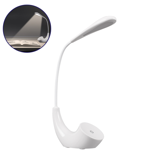 GLOBOSTAR® TEBLARO 76500 Μοντέρνο Επιτραπέζιο Φωτιστικό Γραφείου LED 2.8W 280lm 120° DC 5V με USB-C με Επαναφορτιζόμενη Μπαταρία Li-ion 3.7V 1x18650 1800mAh IP20 Φυσικό Λευκό 4500K Dimmable - Sanan SMD Chip - Λευκό - Μ15.5 x Π7.5 x Υ44.5cm - 2 Χρόνια Εγγύηση
