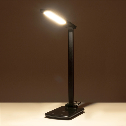 GLOBOSTAR® ONO 76533 Μοντέρνο Επιτραπέζιο Φωτιστικό Γραφείου με Ασύρματη Φόρτιση 10W 2A LED 3.5W 350lm 120° DC 5V με USB-C IP20 Ρυθμιζόμενο Λευκό CCT με Αφή 2700K/4500K/6000K Dimmable - Sanan SMD Chip - Μαύρο - Μ18 x Π12 x Υ36cm - 2 Χρόνια Εγγύηση