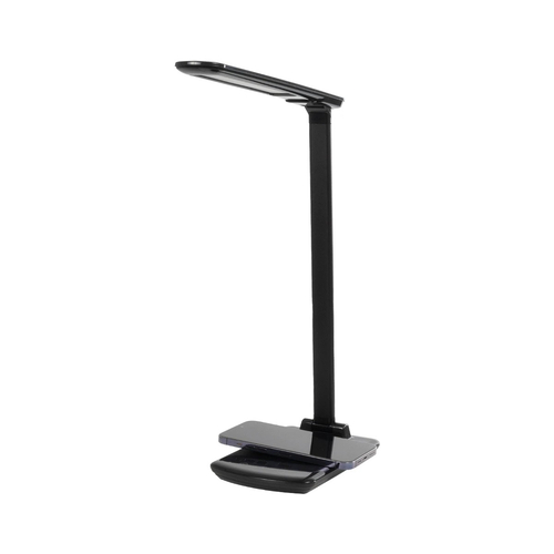 GLOBOSTAR® ONO 76533 Μοντέρνο Επιτραπέζιο Φωτιστικό Γραφείου με Ασύρματη Φόρτιση 10W 2A LED 3.5W 350lm 120° DC 5V με USB-C IP20 Ρυθμιζόμενο Λευκό CCT με Αφή 2700K/4500K/6000K Dimmable - Sanan SMD Chip - Μαύρο - Μ18 x Π12 x Υ36cm - 2 Χρόνια Εγγύηση