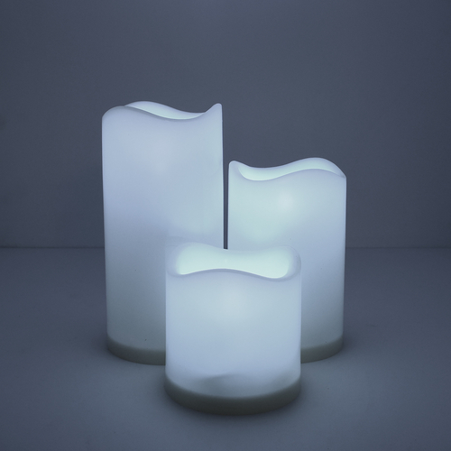 GloboStar® 79551 ΣΕΤ 3 Διακοσμητικών Realistic Κεριών με LED - Μπαταρίας & Ασύρματο Χειριστήριο IR Ψυχρό Λευκό 6000K
