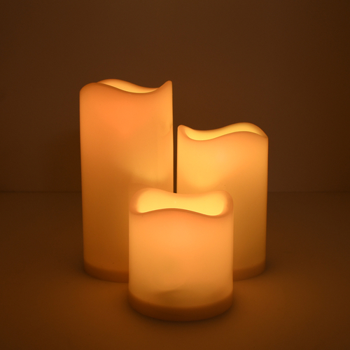 GloboStar® 79552 ΣΕΤ 3 Διακοσμητικών Realistic Κεριών με LED - Μπαταρίας & Ασύρματο Χειριστήριο IR Θερμό Λευκό 3000K