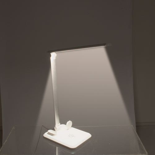 GloboStar® 86101 Επιτραπέζιο Φωτιστικό Πορτατίφ LED 5W 1000lm -° DC 5V IP20 Φυσικό Λευκό 4500K Λευκό Πλαστικό με Γκρι Μέταλλο - Μ33 x Π14 x Υ63cm - 2 Xρόνια Εγγύηση