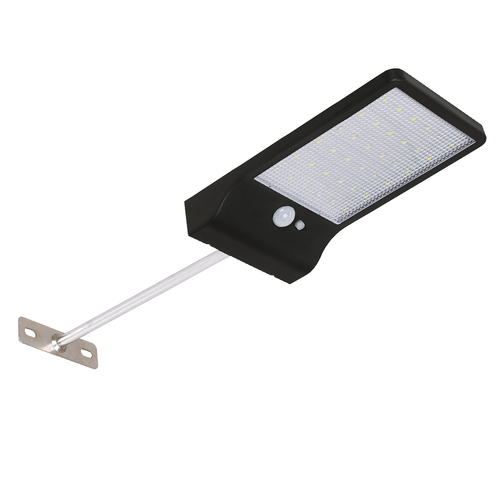 GLOBOSTAR® RASOL 71469 Προβολέας με Ανιχνευτή PIR / Αισθητήρα Κίνησης LED 4W 200lm 120° DC 5V με Φωτοβολταϊκό Panel 5V 0.3W & Επαναφορτιζόμενη Μπαταρία Li-ion 3.2V 2200mAh Αδιάβροχο IP65 Ψυχρό Λευκό 6000K - Sanan SMD Chip - Μαύρο - Μ18.5 x Π11 x Υ3cm - 2 Χρόνια Εγγύηση