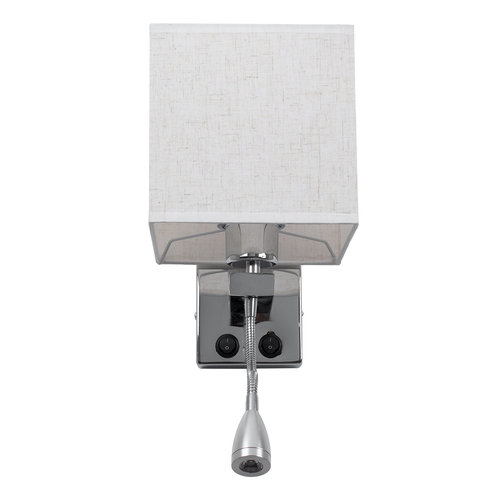 GLOBOSTAR® ELEGANT 01495 Μοντέρνο Φωτιστικό Τοίχου - Απλίκα Ξενοδοχείου Reading Light με Ντουί 1 x E27 LED 3W 360lm 36° AC 220-240V IP20 Θερμό Λευκό 2700K - Bridgelux COB Chip - Χρώμιο & Λευκό - Μ17 x Π21 x Υ43cm - 2 Χρόνια Εγγύηση