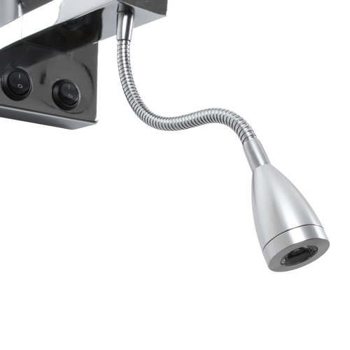 GLOBOSTAR® ELEGANT 01495 Μοντέρνο Φωτιστικό Τοίχου - Απλίκα Ξενοδοχείου Reading Light με Ντουί 1 x E27 LED 3W 360lm 36° AC 220-240V IP20 Θερμό Λευκό 2700K - Bridgelux COB Chip - Χρώμιο & Λευκό - Μ17 x Π21 x Υ43cm - 2 Χρόνια Εγγύηση