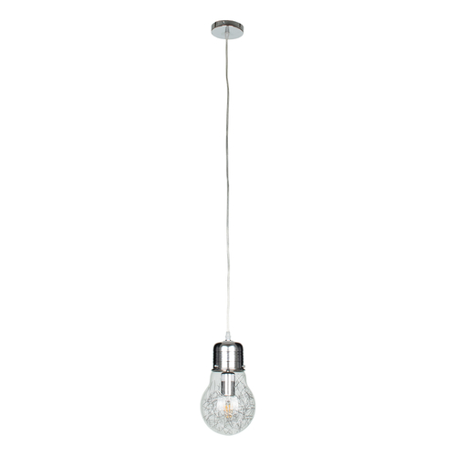 GLOBOSTAR® LAMP 01676 Μοντέρνο Κρεμαστό Φωτιστικό Οροφής με Ντουί 1 x E27 AC 220-240V IP20 - Ασημί & Διάφανο - Μ15 x Π15 x Υ27cm