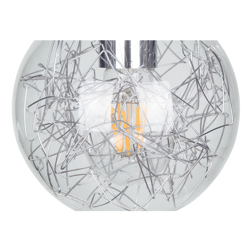 GLOBOSTAR® LAMP 01676 Μοντέρνο Κρεμαστό Φωτιστικό Οροφής με Ντουί 1 x E27 AC 220-240V IP20 - Ασημί & Διάφανο - Μ15 x Π15 x Υ27cm