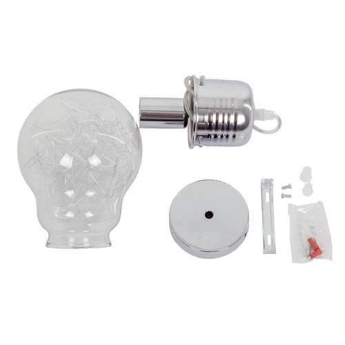 GLOBOSTAR® LAMP 01676 Μοντέρνο Κρεμαστό Φωτιστικό Οροφής με Ντουί 1 x E27 AC 220-240V IP20 - Ασημί & Διάφανο - Μ15 x Π15 x Υ27cm