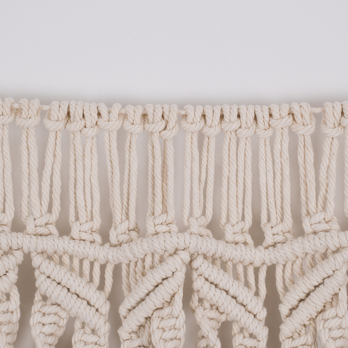 GloboStar® 35500 Μακραμέ Κουρτίνα Χειροποίητη Μπεζ Π100 x Υ180cm