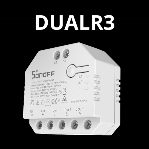 GloboStar® 80006 SONOFF DUALR3 - Wi-Fi Smart Switch Two Way Dual Relay & Power Measuring - 2 Output Channel