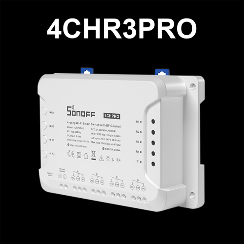 GloboStar® 80011 SONOFF 4CHPROR3 - Wi-Fi Smart Switch DIY Four Way 4 Gang & RF Control - 4 Output Channel