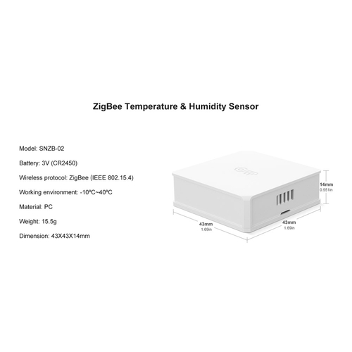 GloboStar® 80048 SONOFF SNZB-02-R3 – Zigbee Wireless Temperature & Humidity Sensor Real Time Monitoring