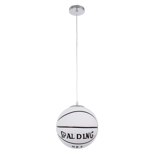 GLOBOSTAR® SPALDING NBA 01031 Παιδικό Κρεμαστό Φωτιστικό Οροφής με Ντουί 1 x E27 AC 220-240V IP20 - Λευκό & Μαύρο - Μ25 x Π25 x Υ25cm