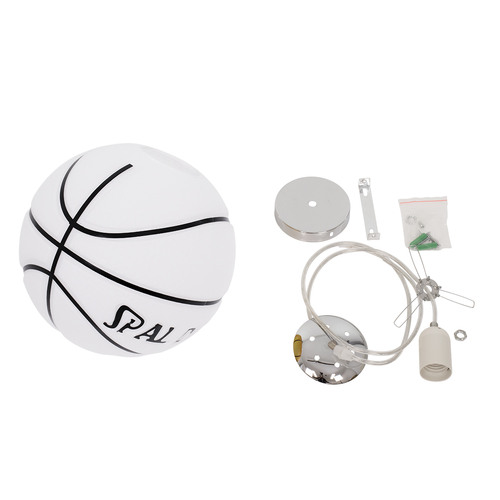 GLOBOSTAR® SPALDING NBA 01031 Παιδικό Κρεμαστό Φωτιστικό Οροφής με Ντουί 1 x E27 AC 220-240V IP20 - Λευκό & Μαύρο - Μ25 x Π25 x Υ25cm