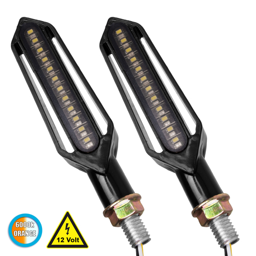 GLOBOSTAR® TURNLIGHT 81757 Φλας Μοτοσυκλέτας LED 2.5W/5W 150lm/300lm 120° DC 12V Αδιάβροχο IP65 Πορτοκαλί - Μ12.2 x Π2.8 x Υ2.5cm - Πακέτο 2 Τεμαχίων - 1 Χρόνο Εγγύηση