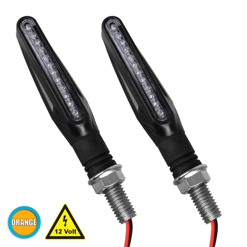 GLOBOSTAR® TURNLIGHT 81753 Φλας Μοτοσυκλέτας LED 2.5W/5W 150lm/300lm 120° DC 12V Αδιάβροχο IP65 Πορτοκαλί - Μ11 x Π2.3 x Υ1.9cm - Πακέτο 2 Τεμαχίων - 1 Χρόνο Εγγύηση
