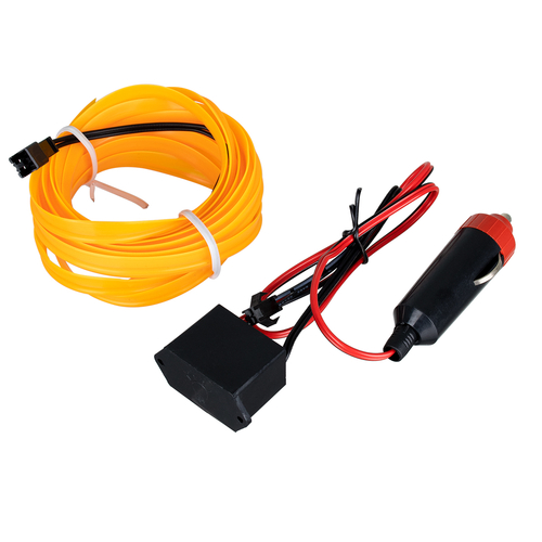 GLOBOSTAR® ELWIRE 82208 Κιτ Διακοσμητικού Φωτισμού Αυτοκινήτου LED 1.2W 84lm 360° DC 12V Αδιάβροχο IP65 Κίτρινο - Μ300 x Π1 x Υ0.3cm - 1 Χρόνο Εγγύηση