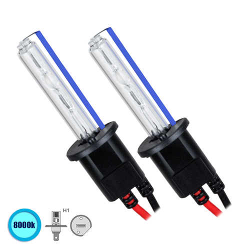 GLOBOSTAR® HID 84011 Λάμπα Xenon H1 Super Vision Υψηλής Φωτεινότητας +30% 35W/70W 3500lm/7000lm 360° DC 12-24V Αδιάβροχο IP65 Ultra Ψυχρό Λευκό 8000K - Μ2.3 x Π2 x Υ7.1cm - Πακέτο 2 Τεμαχίων - 2 Χρόνια Εγγύηση