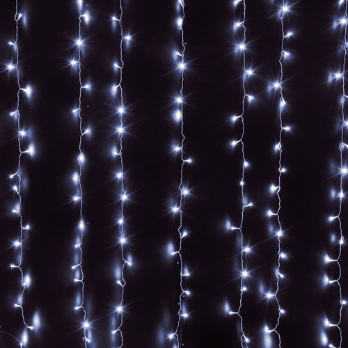 85828 Διακοσμητική Κουρτίνα 3 x 3 Μέτρα με Controller 8 Προγραμμάτων Εναλλαγών Φωτισμού - Επεκτεινόμενη 300 LED 3.6W AC 230V με Διάφανο Καλώδιο & Πρίζα Schuko Αδιάβροχη IP44 Ψυχρό Λευκό 6000K Μ3 x Υ3m