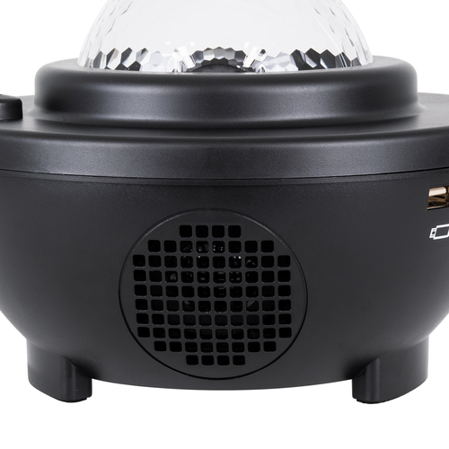GloboStar® 85817 Μαύρο Επιτραπέζιο Διακοσμητικό Φωτιστικό Ειδικών Εφε NIGHT GALAXY WORLD 3D LED 10W DC 5V 2200mAh Επαναφορτιζόμενο με Bluetooth Speaker - Sound Activated - Καλώδιο Τροφοδοσίας USB και Ασύρματο Χειριστήριο RF 2.4Ghz Πολύχρωμo RGBW Dimmable