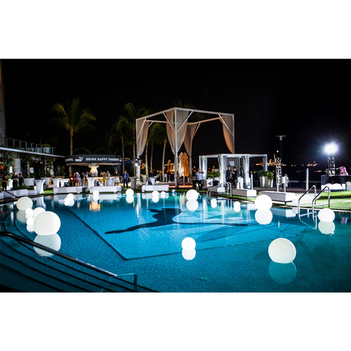 GLOBOSTAR® AQUAGLOW 85824 Μοντέρνο Φωτιστικό Κήπου Μπάλα με IR Ασύρματο Χειριστήριο LED 5W 250lm 360° DC 5V με USB-C με Επαναφορτιζόμενη Μπαταρία Li-ion 3.7V 2x18650 1400mAh Αδιάβροχο IP54 Πολύχρωμο RGBW Dimmable - Sanan SMD Chip - Γαλακτερό Λευκό - Μ24 x Π24 x Υ24cm - 2 Χρόνια Εγγύηση