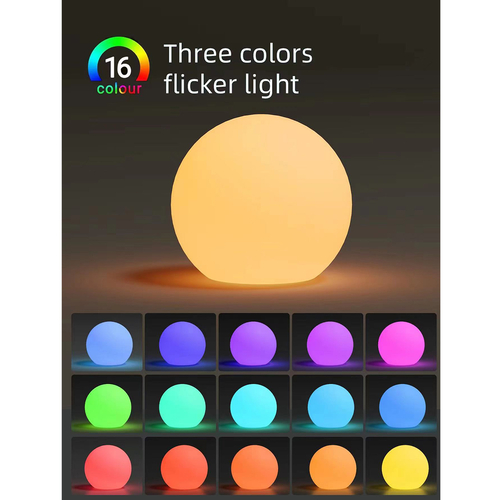 GLOBOSTAR® AQUAGLOW 85824 Μοντέρνο Φωτιστικό Κήπου Μπάλα με IR Ασύρματο Χειριστήριο LED 5W 250lm 360° DC 5V με USB-C με Επαναφορτιζόμενη Μπαταρία Li-ion 3.7V 2x18650 1400mAh Αδιάβροχο IP54 Πολύχρωμο RGBW Dimmable - Sanan SMD Chip - Γαλακτερό Λευκό - Μ24 x Π24 x Υ24cm - 2 Χρόνια Εγγύηση
