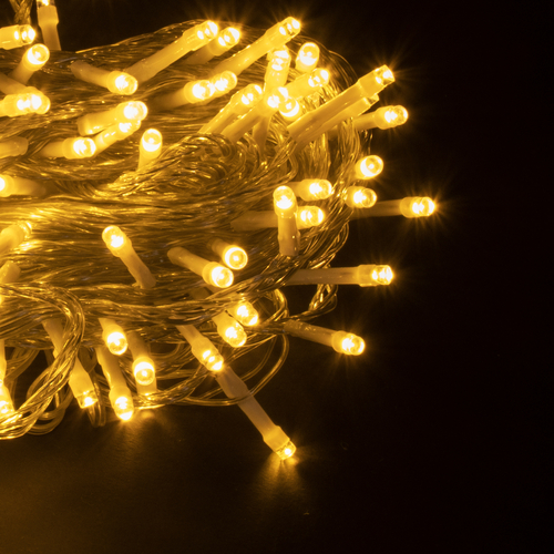 85836 Διακοσμητική Γιρλάντα 23 Μέτρα με Controller 8 Προγραμμάτων Εναλλαγών Φωτισμού - Επεκτεινόμενη 200 LED 3.6W AC 230V με Διάφανο Καλώδιο & Πρίζα Schuko Αδιάβροχη IP44 Θερμό Λευκό 3000K Μ23m