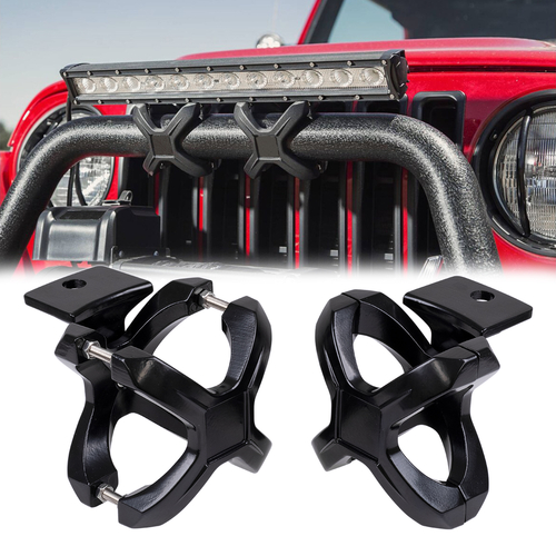 GloboStar® 85556 ΣΕΤ 2 Βάσεις Στήριξης για Μπάρες - Προβολάκια LED Rollbar JEEP BAR Holder - Brackets - 2.25 έως 3 Inches Universal