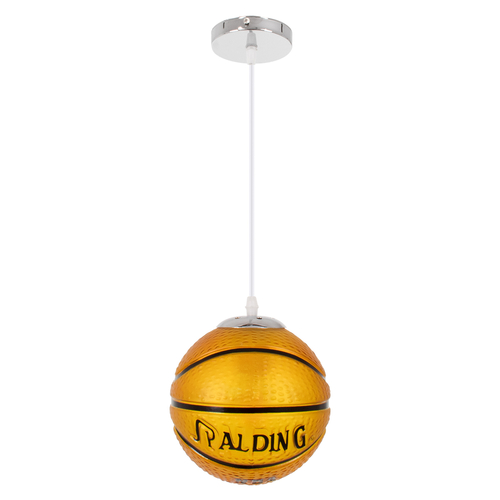 GLOBOSTAR® SPALDING NBA 00645 Παιδικό Κρεμαστό Φωτιστικό Οροφής με Ντουί 1 x E27 AC 220-240V IP20 - Πορτοκαλί & Μαύρο - Μ18 x Π18 x Υ18cm
