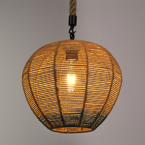 GLOBOSTAR® SIMON 00726 Boho Κρεμαστό Φωτιστικό Οροφής με Ντουί 1 x E27 AC 220-240V IP20 - Μπεζ & Μπλε - Μ30 x Π30 x Υ30cm