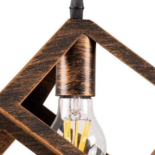 GLOBOSTAR® CUBE 00793 Μοντέρνο Κρεμαστό Φωτιστικό Οροφής με Ντουί 1 x E27 AC 220-240V IP20 - Χάλκινο - Μ25 x Π25 x Υ25cm