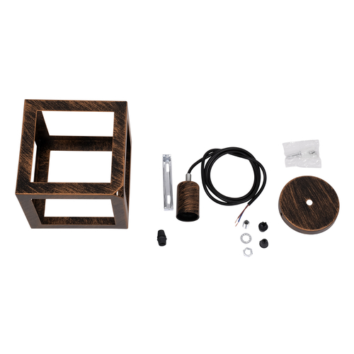 GLOBOSTAR® CUBE 00793 Μοντέρνο Κρεμαστό Φωτιστικό Οροφής με Ντουί 1 x E27 AC 220-240V IP20 - Χάλκινο - Μ25 x Π25 x Υ25cm