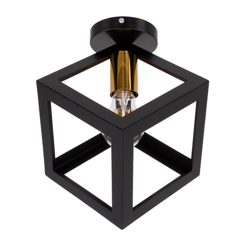 GLOBOSTAR® CUBE 00799 Μοντέρνο Φωτιστικό Οροφής με Ντουί 1 x E27 AC 220-240V IP20 - Μαύρο & Χρυσό - Μ25 x Π25 x Υ25cm