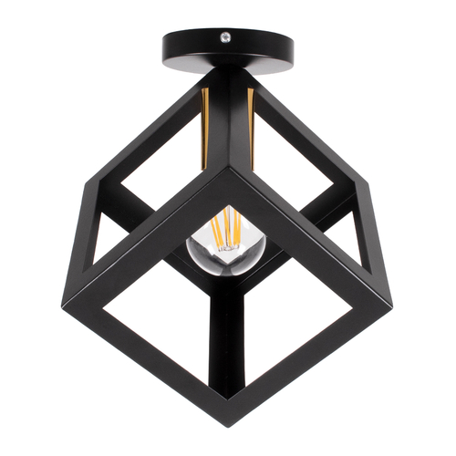GLOBOSTAR® CUBE 00799 Μοντέρνο Φωτιστικό Οροφής με Ντουί 1 x E27 AC 220-240V IP20 - Μαύρο & Χρυσό - Μ25 x Π25 x Υ25cm