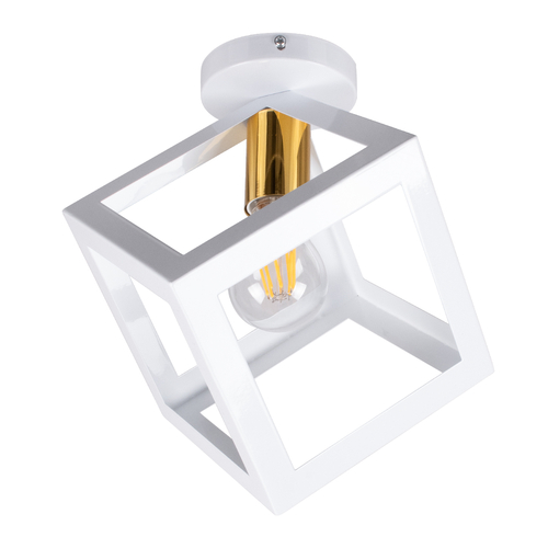 GLOBOSTAR® CUBE 00800 Μοντέρνο Φωτιστικό Οροφής με Ντουί 1 x E27 AC 220-240V IP20 - Λευκό & Χρυσό - Μ25 x Π25 x Υ25cm