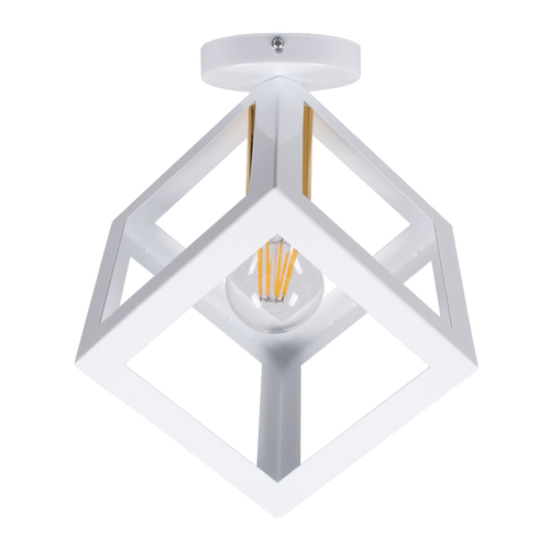 GLOBOSTAR® CUBE 00800 Μοντέρνο Φωτιστικό Οροφής με Ντουί 1 x E27 AC 220-240V IP20 - Λευκό & Χρυσό - Μ25 x Π25 x Υ25cm