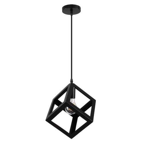 GLOBOSTAR® CUBE 00801 Μοντέρνο Κρεμαστό Φωτιστικό Οροφής με Ντουί 1 x E27 AC 220-240V IP20 - Μαύρο - Μ25 x Π25 x Υ25cm