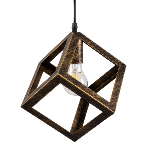 GLOBOSTAR® CUBE 00803 Μοντέρνο Κρεμαστό Φωτιστικό Οροφής με Ντουί 1 x E27 AC 220-240V IP20 - Χάλκινο Εφέ Σκουριάς - Μ25 x Π25 x Υ25cm