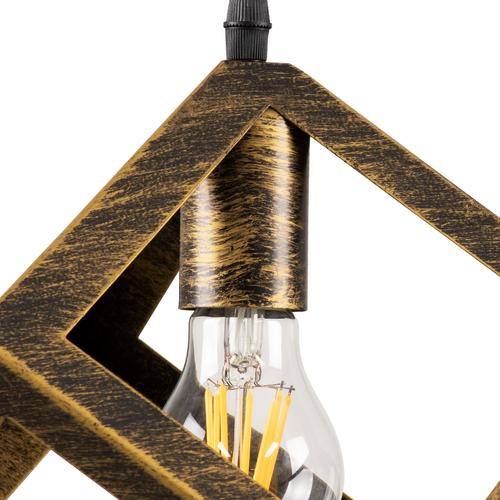 GLOBOSTAR® CUBE 00803 Μοντέρνο Κρεμαστό Φωτιστικό Οροφής με Ντουί 1 x E27 AC 220-240V IP20 - Χάλκινο Εφέ Σκουριάς - Μ25 x Π25 x Υ25cm