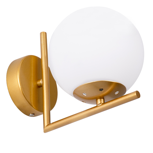 GLOBOSTAR® JADA 01426 Μοντέρνο Φωτιστικό Τοίχου - Απλίκα με Ντουί 1 x E27 AC 220-240V IP20 - Χρυσό & Λευκό - Μ15 x Π21.5 x Υ18cm