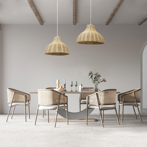 GLOBOSTAR® MAYOTTE 00724 Boho Κρεμαστό Φωτιστικό Οροφής με Ντουί 1 x E27 AC 220-240V IP20 - Μπεζ - Μ40 x Π40 x Υ28cm