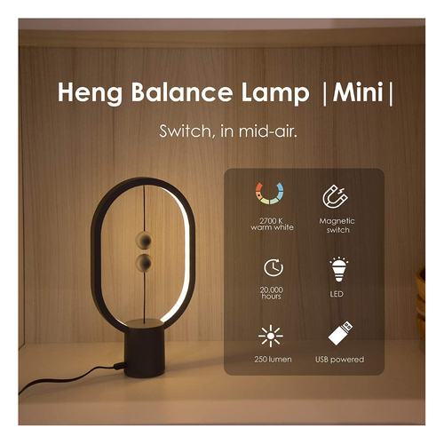 GloboStar® 76544 Επιτραπέζιο Φωτιστικό Πορτατίφ LED 15W 1500lm 360° DC 5V IP20 Θερμό Λευκό 2700K Μαύρο & Λευκό Πλαστικό - Μ14 x Π5.5 x Υ24.8cm - 2 Xρόνια Εγγύηση