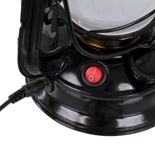 GloboStar® 76546 Επιτραπέζιο Φωτιστικό Πορτατίφ LED 10W 500lm 360° με Μπαταρίες (Περιλαμβάνονται) IP20 Ultra Θερμό Λευκό 1800K Μαύρο Μέταλλο - Μ15 x Π11.5 x Υ23.5cm - 2 Xρόνια Εγγύηση