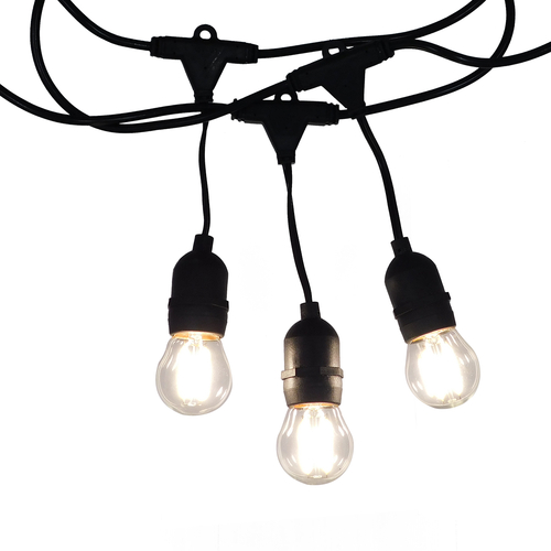 GloboStar® 78982 WIRE GARLAND Καλωδιογιρλάντα PVC 5 Μέτρων με 15 Ντουί E27 με Πρίζα Schuko Επεκτεινόμενη Αδιάβροχη IP65